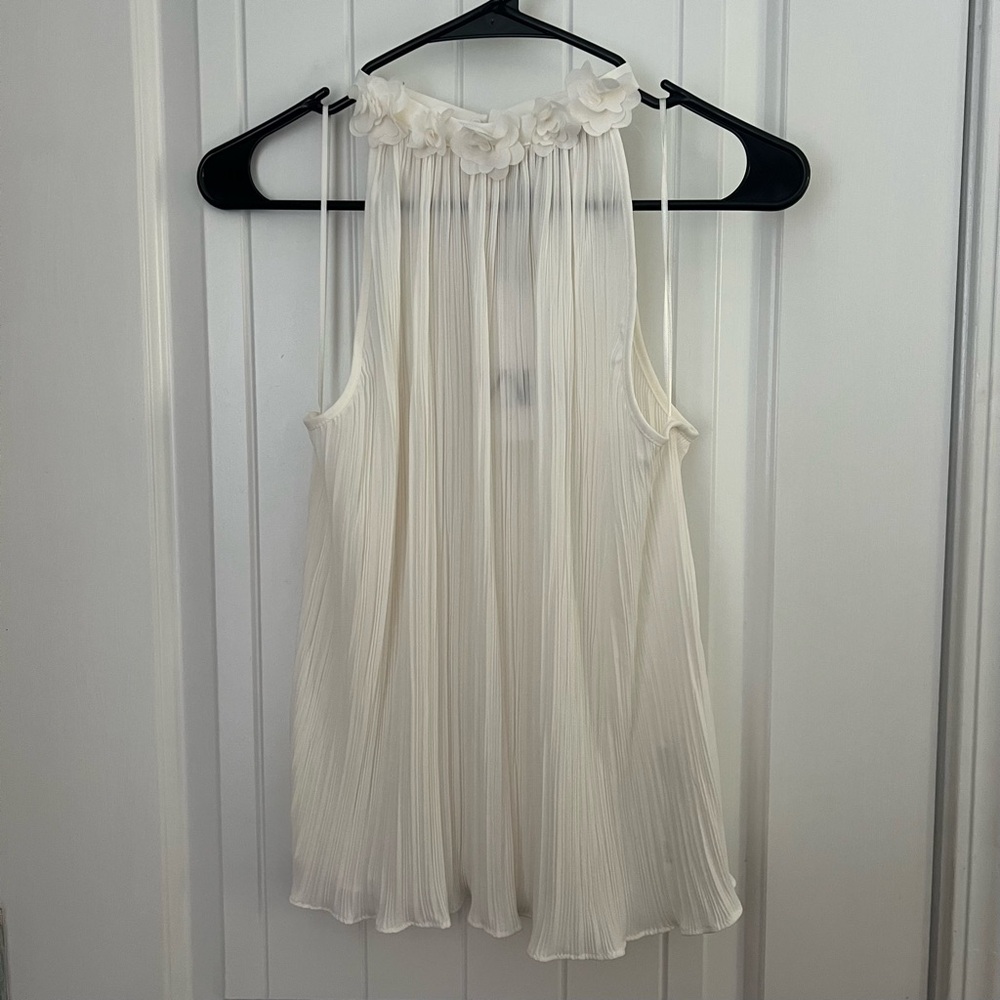 Zara Cream Floral Pleated Blouse